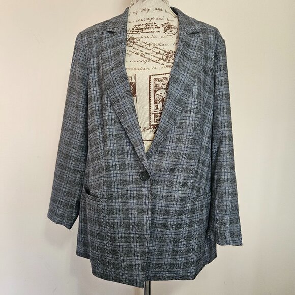 Grey/Blue plaid blazer - Picture 1 of 10